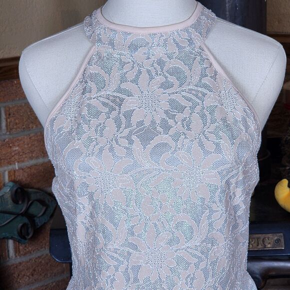 Honey and Rosie Fit and Flare Mini Dress Pink and Silver Size L - Picture 5 of 8